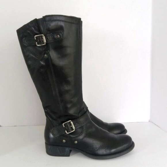 ERIC MICHAEL Montana Black Leather Knee High Boot Womens Size 7 - Picture 2 of 15